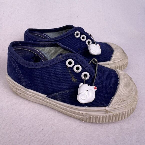 Vintage Canvas Boys Comfort Cushion Blue Sneakers Size 5 Made In USA - Picture 2 of 16